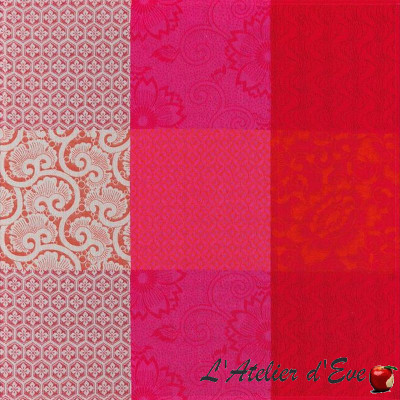 Lot 6 large cotton napkins "Kyoto Flowers" mist Le Jacquard French