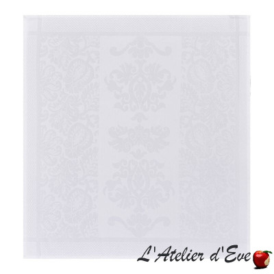 8 serviettes de table coton blanc grande taille "Siena" Le Jacquard français