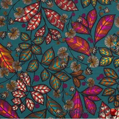 Thevenon "Rainbow tree grand" coated cotton fabric