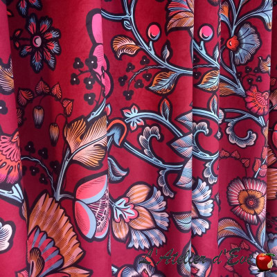 Rideau velours fleuri "Indienne" Fabrication Française