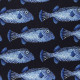 Tissu Lin-OekoTex-Poissons coffre fond marine-Thevenon