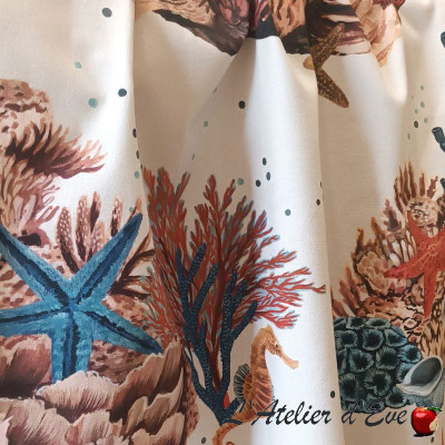 Cotton curtain "Coco corals" Made in France