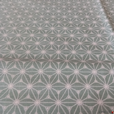 Tissu coton fantaisie Fuji menthe