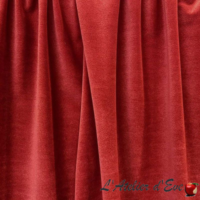 Coupon 30x240cm tissu ameublement velours ras Concorde rouge carmin