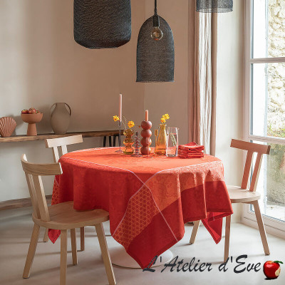 Cotton tablecloth "Voyage Iconique" poppy Le Jacquard French