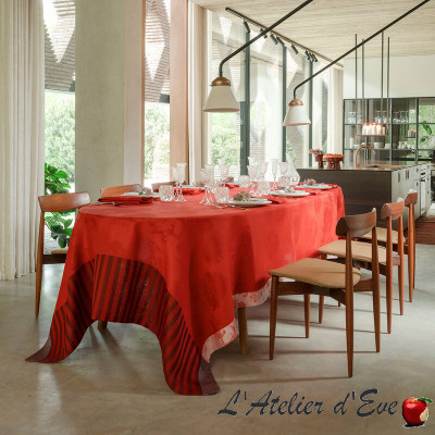 Nappe 100% lin "Souveraine" carmin Le Jacquard Français