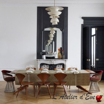 Nappe 100% lin "Armoiries" grège Le Jacquard Français