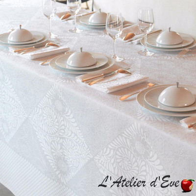Nappe blanche lin/coton "Bosphore" Métis Le Jacquard Français