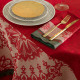 French Jacquard Ruby "Star Lights" Cotton Tablecloth