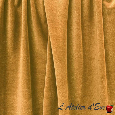 Coupon 65x140cm tissu ameublement velours ras Concorde caramel
