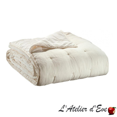 Chemin de lit matelassé 90x240cm lin/coton "Zeff" Vivaraise