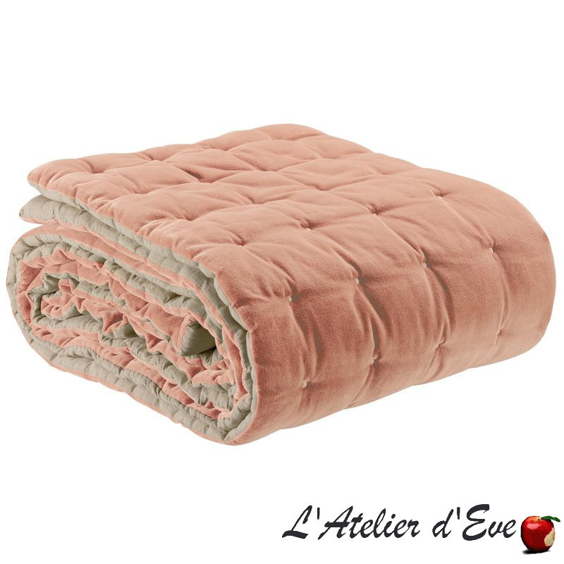Cotton velvet bed throw with Elise Vivaraise upholstery finish