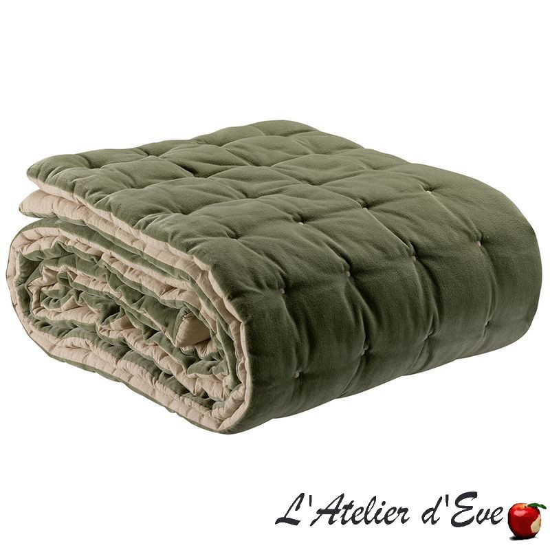 Cotton velvet bed throw with Elise Vivaraise upholstery finish