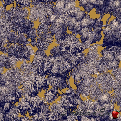 "Tree for two" wallpaper navy bronze background Thevenon