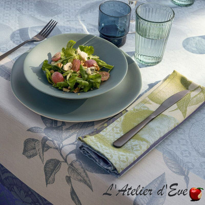 Lot 4 grandes serviettes de table coton "Arrière-pays" cassis Le Jacquard Français