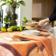 Lot 4 large linen napkins "Escapade tropicale" Goyave Le Jacquard Français