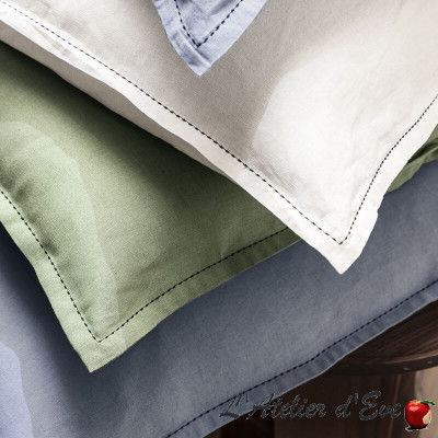 Lot 2 taies d'oreiller unies coton/lin "Nuances" Le Jacquard Français
