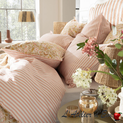 Lot 2 flowery cotton/linen pillowcases "Bohème" Le Jacquard Français