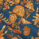 tissu-coton-fleuri-jacobine-caramel-fond-bleu-thevenon