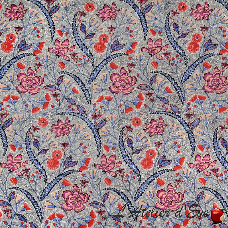 toile-de-jouy-fleurie-nature-imaginaire-azur-percale-de-coton-casal