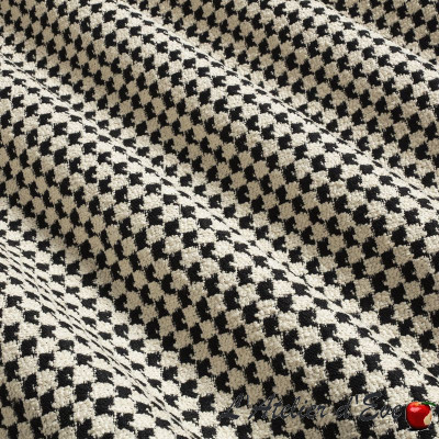 tissu-jacquard-andrea-carrés-damier-noirs-et-blanc-motif-pied-de-coq-pied-de-poule--thevenon