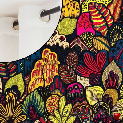 Josephine menthe/saumon | Rideau coton Made in France Thevenon