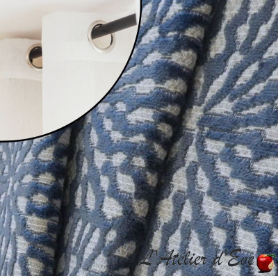 Inti bleu ciel - Rideau velours Made in France Thevenon