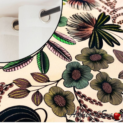 Floral cotton canvas "Orpheus" Thevenon