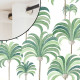 Rideau sur mesure "La palmeraie" bleu azur fond crème de Thevenon Paris et evedeco.com