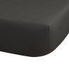 Cotton percale fitted sheet Palacio charcoal Le Jacquard Français