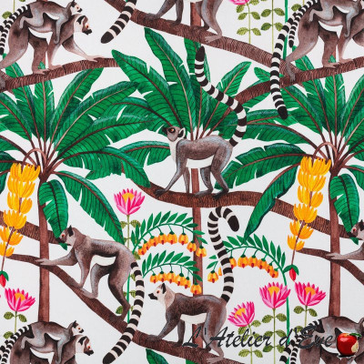 Thevenon "Lemurs" children's cotton fabric