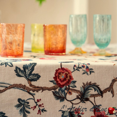 tissu-au-mètre-brodé-fleuri-rochecotte-multicolore-thevenon