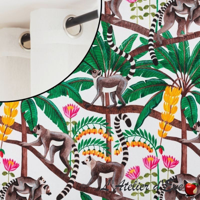 Children's cotton curtain "Lemuriens" Thevenon Made in France