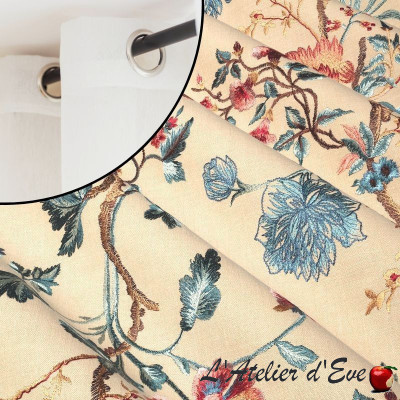 Flower curtain "Embroidered Rochecotte" Thevenon Made in France