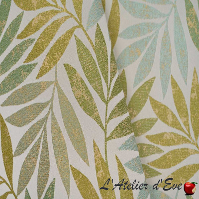 tissu-brodé-non-feu-M1-Eden-lagon vert-casal