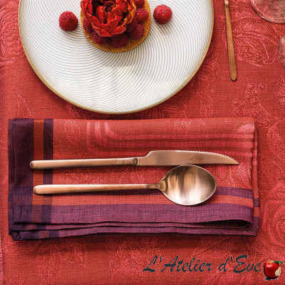 Lot 4 linen napkins 50x50cm "Romance" passion Le Jacquard Français