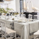 100% linen tablecloth "Evasion Céleste" Carrara Le Jacquard Français