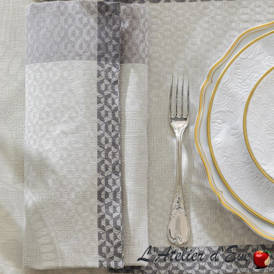 Set of 4 linen napkins 50x50cm "Romance" tenderness Le Jacquard Français