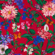 tissu-coton-fleuri-fond-framboise-my-world-thevenon
