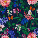 tissu-coton-fleuri-fond-marine-my-world-thevenon