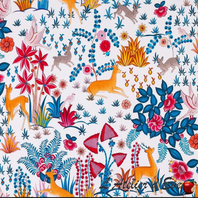 Tissu-coton-enfant-Paradis-island-multicolore-thevenon