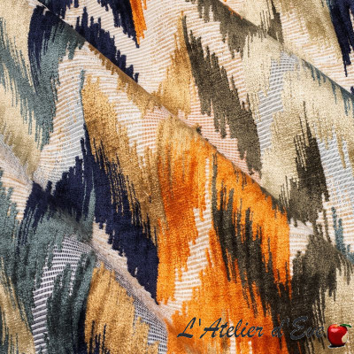 Thevenon "Ikat" jacquard velvet fabric