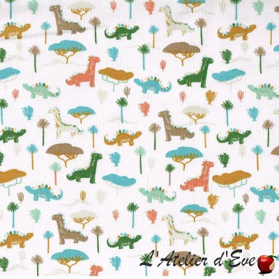 tissu-coton-jurassic-blanc-coton-enfant