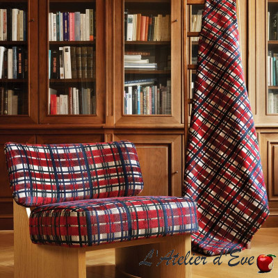tissu-jacquard-velours-écossais-Oxford-rouge-ameublement-casal