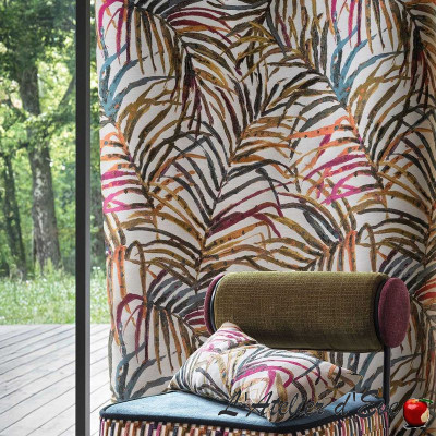 Tissu-jacquard-fleuri-Areca-tropical-ameublement-Casal