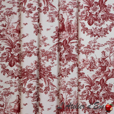 toile-de-jouy-rideau-belle-saison-grenat-collection-belle-epoque-lelièvre-paris