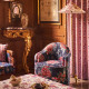 Tissu-jacquard-fleuri-Ronsard-encre-ameublement-Lelièvre