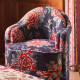Tissu-jacquard-fleuri-Ronsard-encre-ameublement-Lelièvre