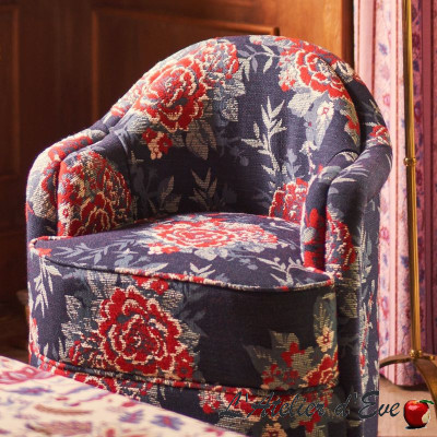 Tissu-jacquard-fleuri-Ronsard-encre-ameublement-Lelièvre