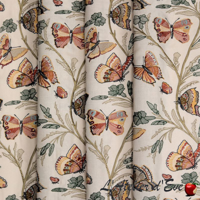 Embroidered linen canvas "Flanerie" Lelièvre Paris